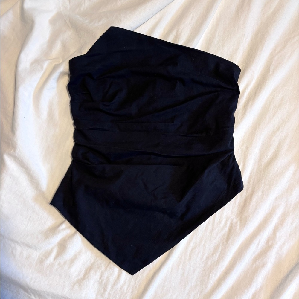 Black Asymmetrical Strapless Top